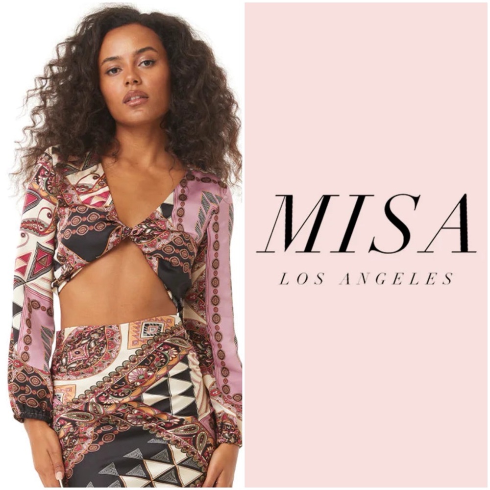 NWT $297 Misa Los Angeles Leonardo Patchwork Crop Top Rare Sold Out